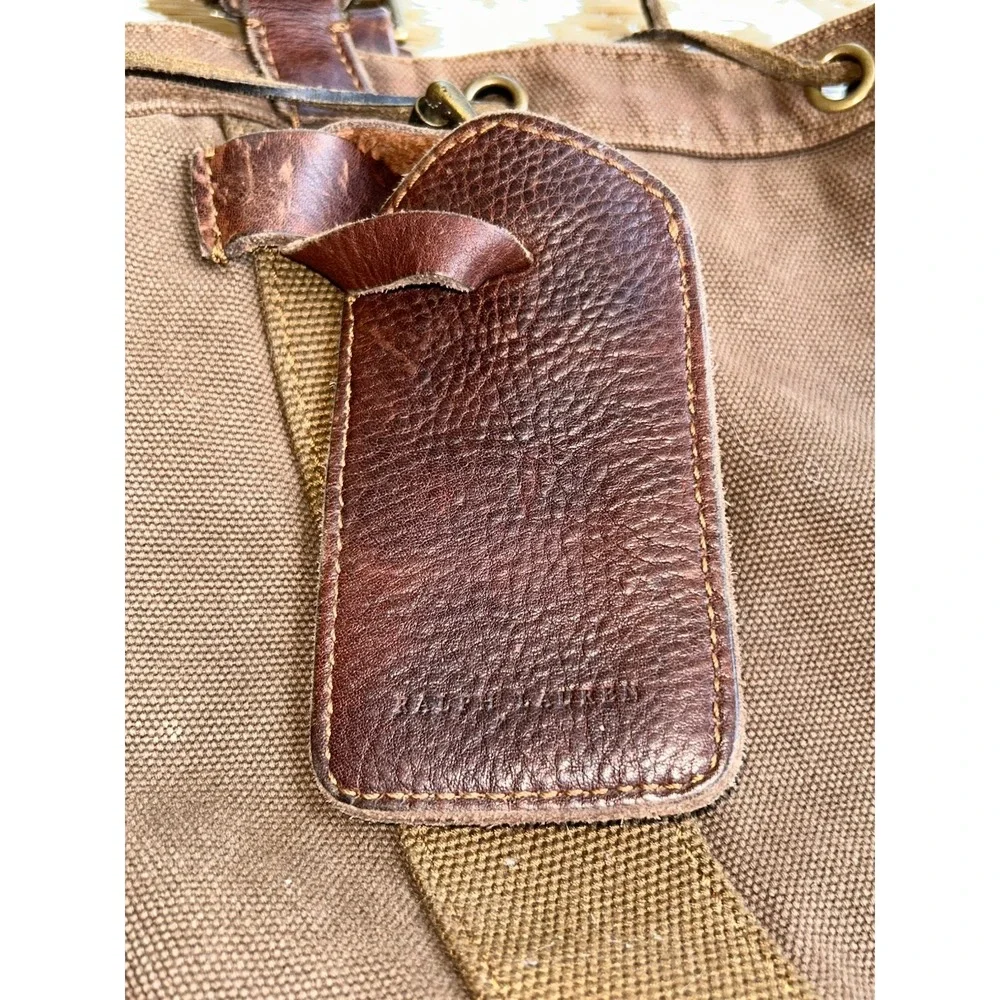 RARE 90's Polo Ralph Lauren military-style canvas leather rucksack commuter bag